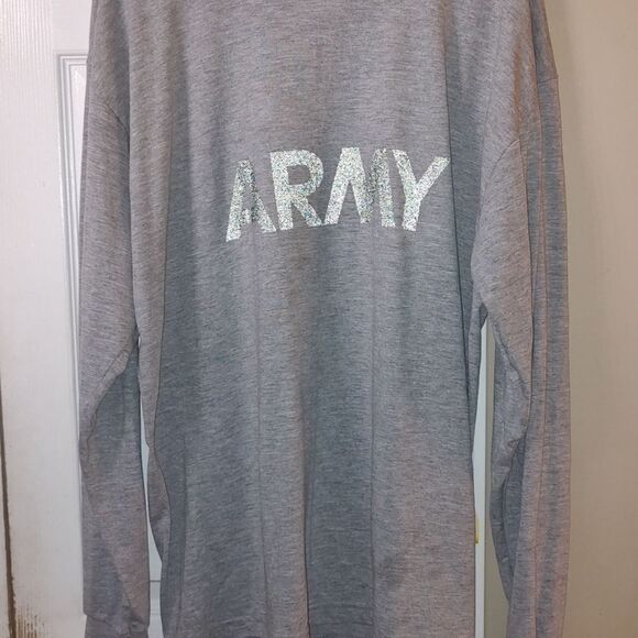 Army reflective logo gray long sleeve tshirt  Sz L - Picture 5 of 9